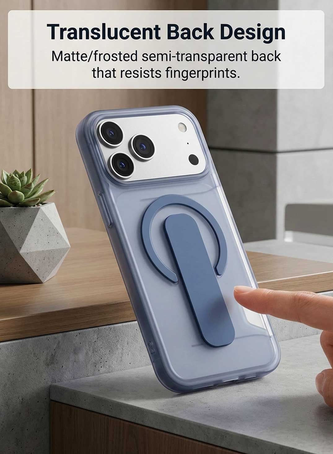 Glassology Dynamic Stand MagSafe Case for iPhone 18 Series, Translucent Purple Cover with Magnetic Ring, Foldable Stand and Camera Protection
