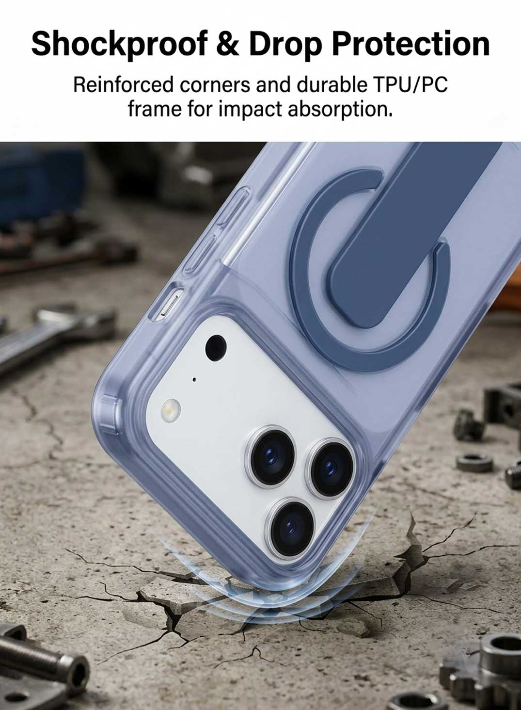 Glassology Dynamic Stand MagSafe Case for iPhone 18 Series, Translucent Purple Cover with Magnetic Ring, Foldable Stand and Camera Protection