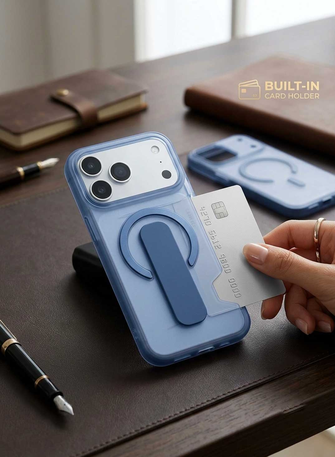 Glassology Dynamic Stand MagSafe Case for iPhone 18 Series, Translucent Purple Cover with Magnetic Ring, Foldable Stand and Camera Protection