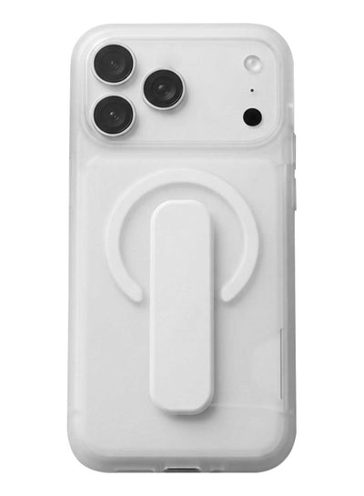 Glassology Dynamic Stand MagSafe Case for iPhone 18 Series, White Translucent Cover with Magnetic Ring, Foldable Stand and Camera Protection