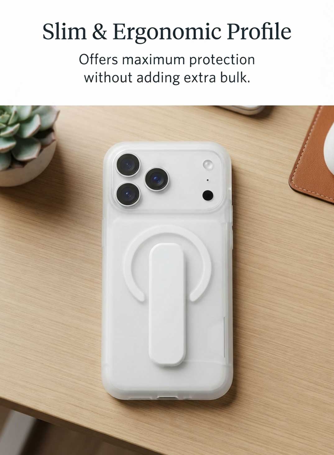 Glassology Dynamic Stand MagSafe Case for iPhone 18 Series, White Translucent Cover with Magnetic Ring, Foldable Stand and Camera Protection