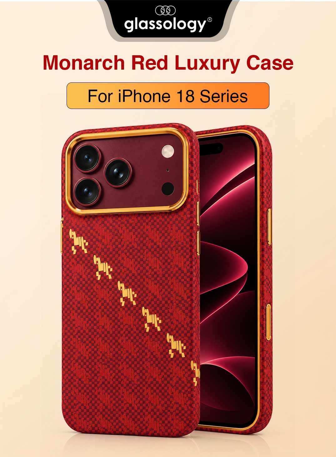 Glassology MagSafe Carbon Horse Case for iPhone 18 Pro Max Burgundy
