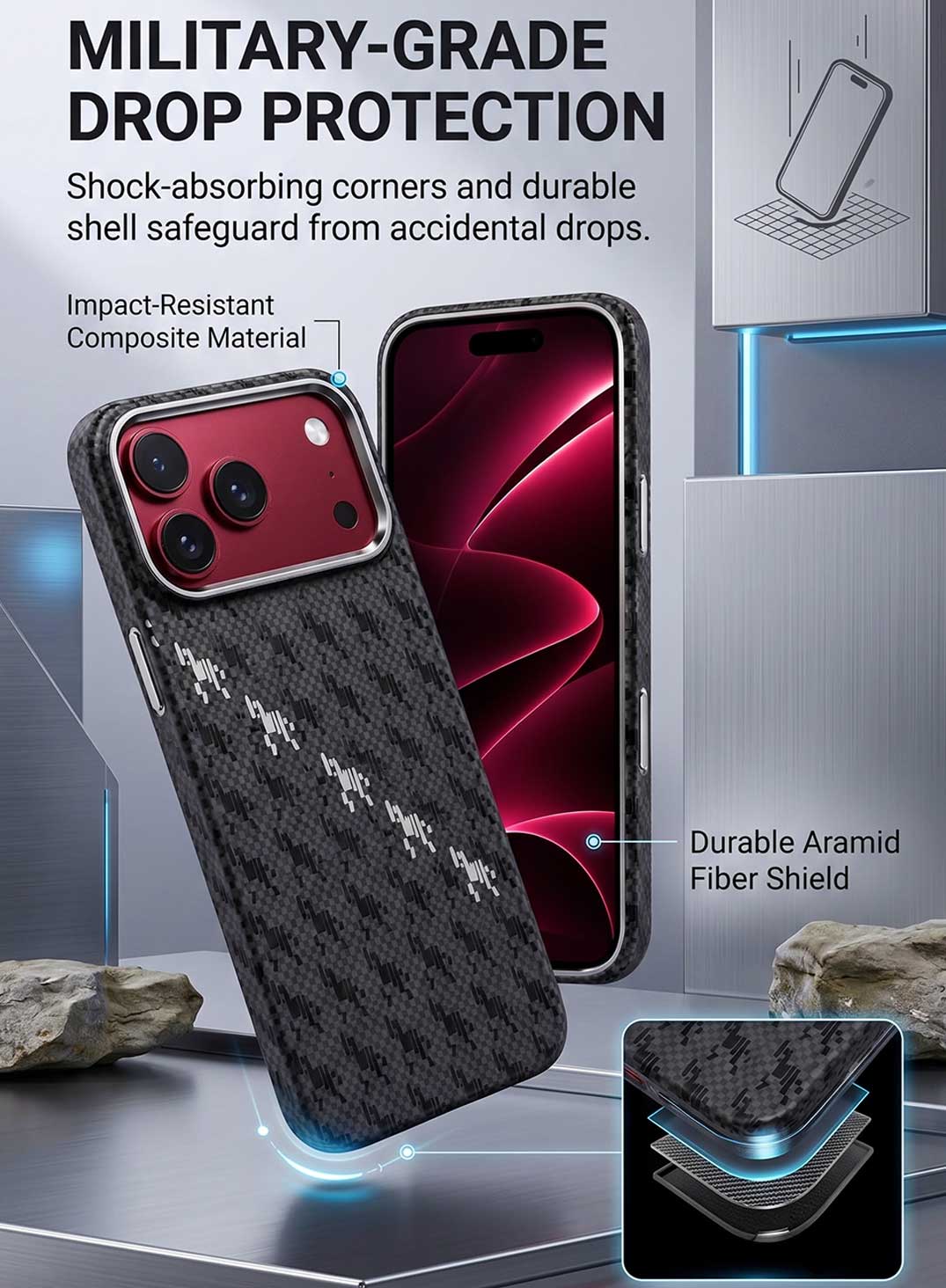Glassology Matrix Weave Magnetic Case for iPhone 18 Pro Max (Black)