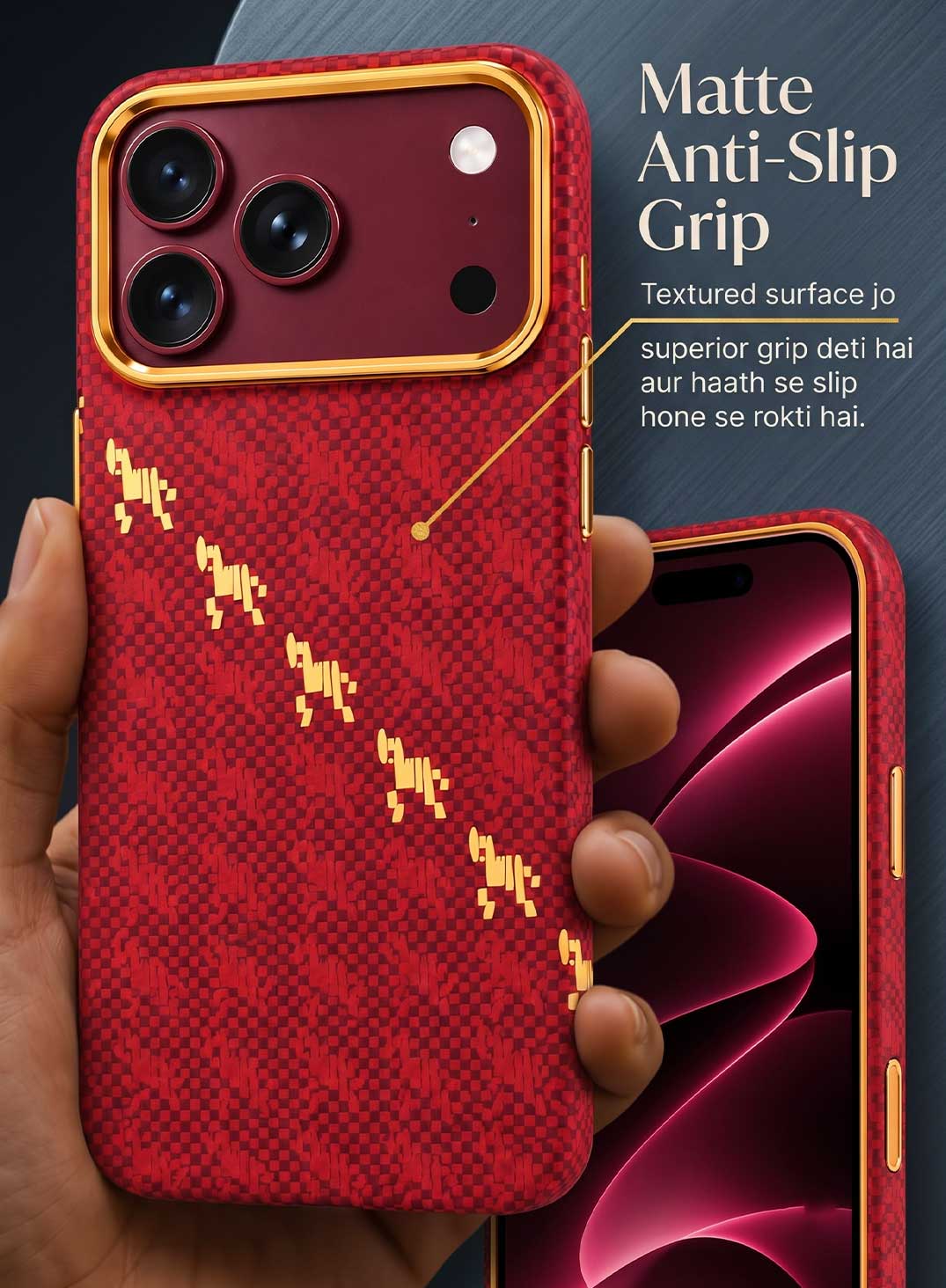 Glassology MagSafe Carbon Horse Case for iPhone 18 Pro Max Burgundy