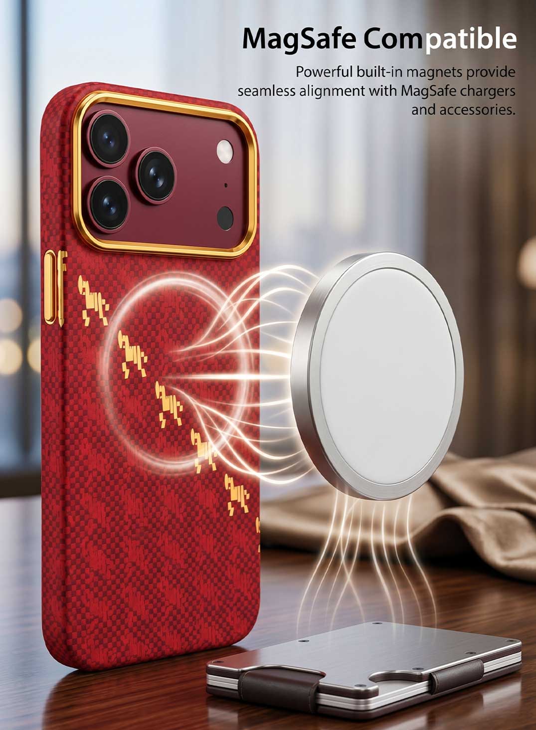 Glassology MagSafe Carbon Horse Case for iPhone 18 Pro Max Burgundy