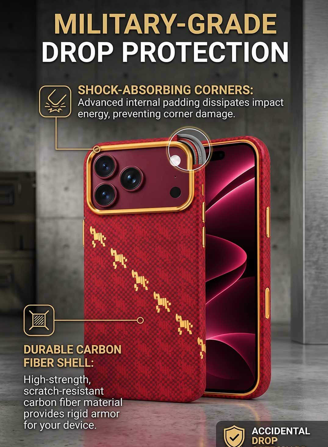 Glassology MagSafe Carbon Horse Case for iPhone 18 Pro Max Burgundy