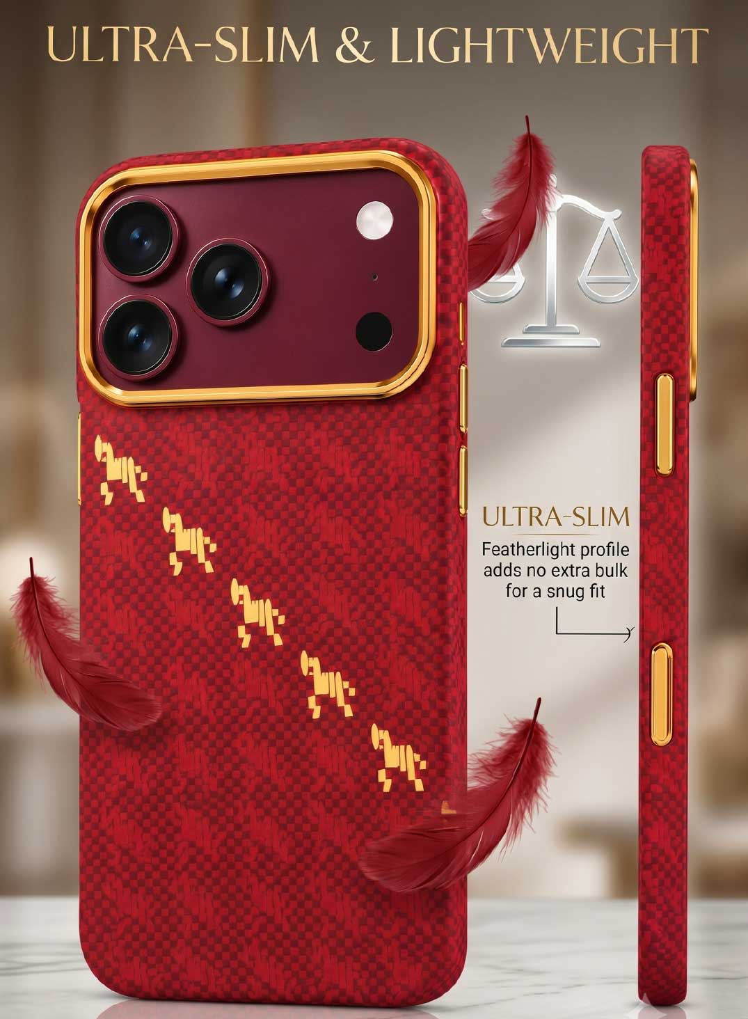 Glassology MagSafe Carbon Horse Case for iPhone 18 Pro Max Burgundy
