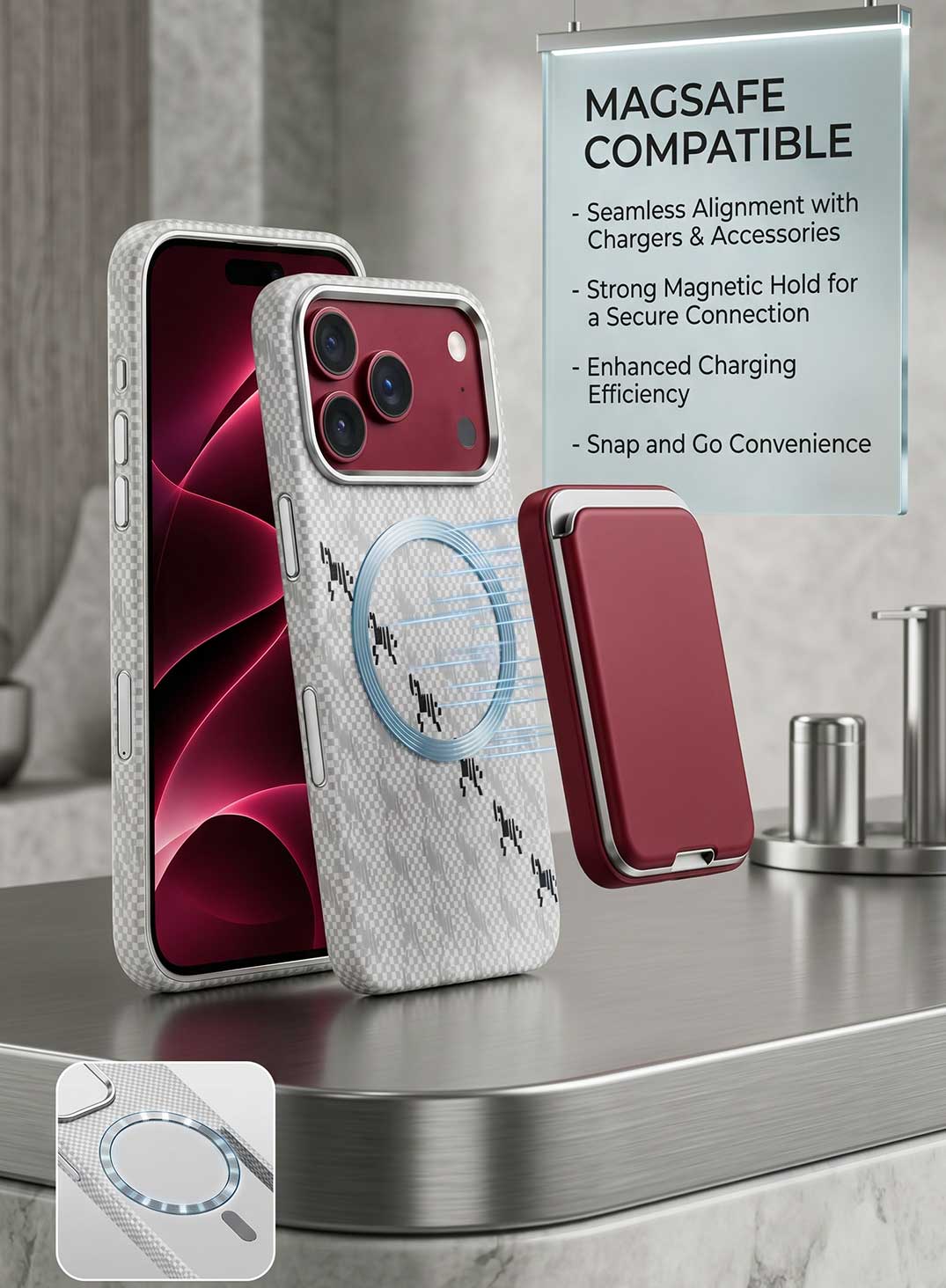 Glassology White Carbon Case with MagSafe for iPhone 18 Pro Max