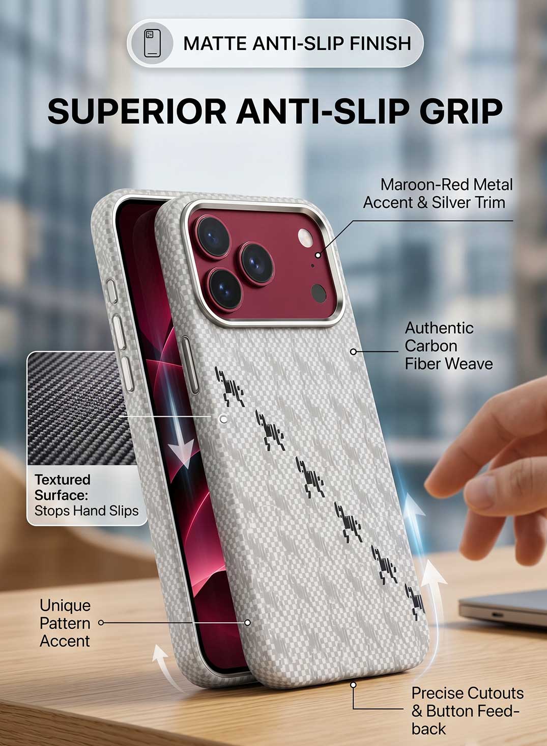 Glassology White Carbon Case with MagSafe for iPhone 18 Pro Max