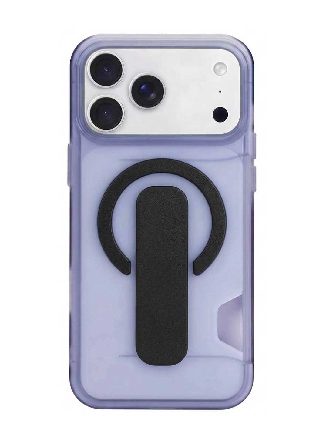 Glassology MagSafe Wristband Striped Case for iPhone 18 Pro Max, Black, Magnetic Ring Holder, Built-In Card Holder, Shockproof TPU & PC Protective Cover