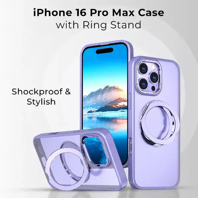 Glassology 360 Rotate Ring Stand Magsafe Case for Apple iPhone 16Pro Max Purple