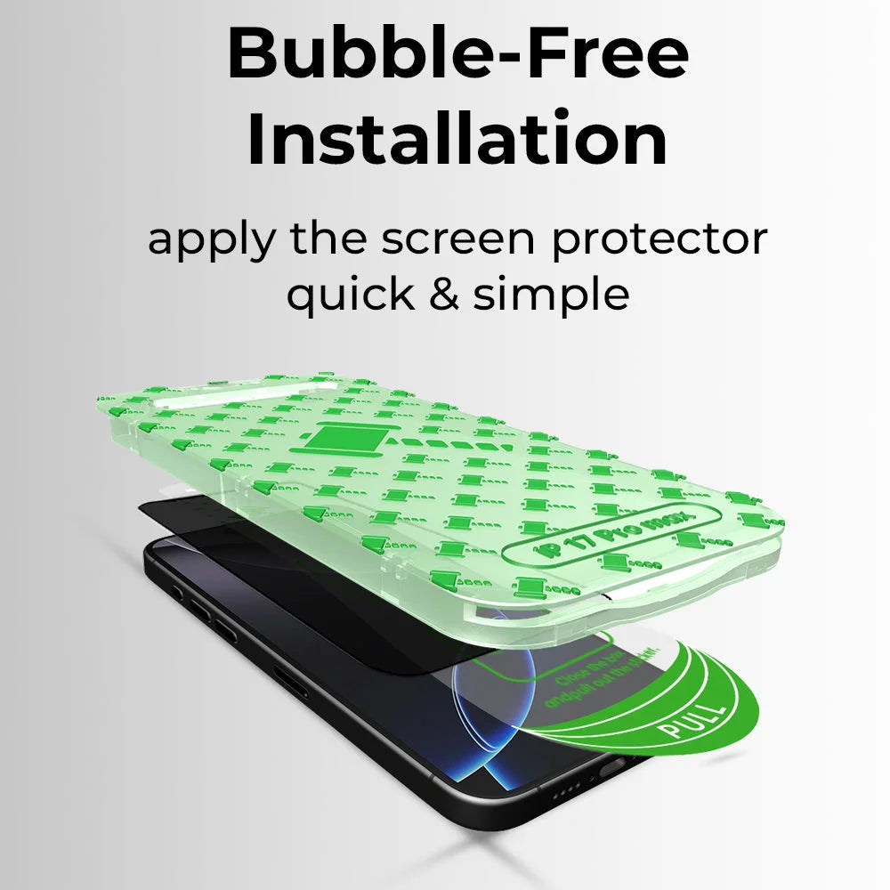 Screen protector with application instructions on a smartphone