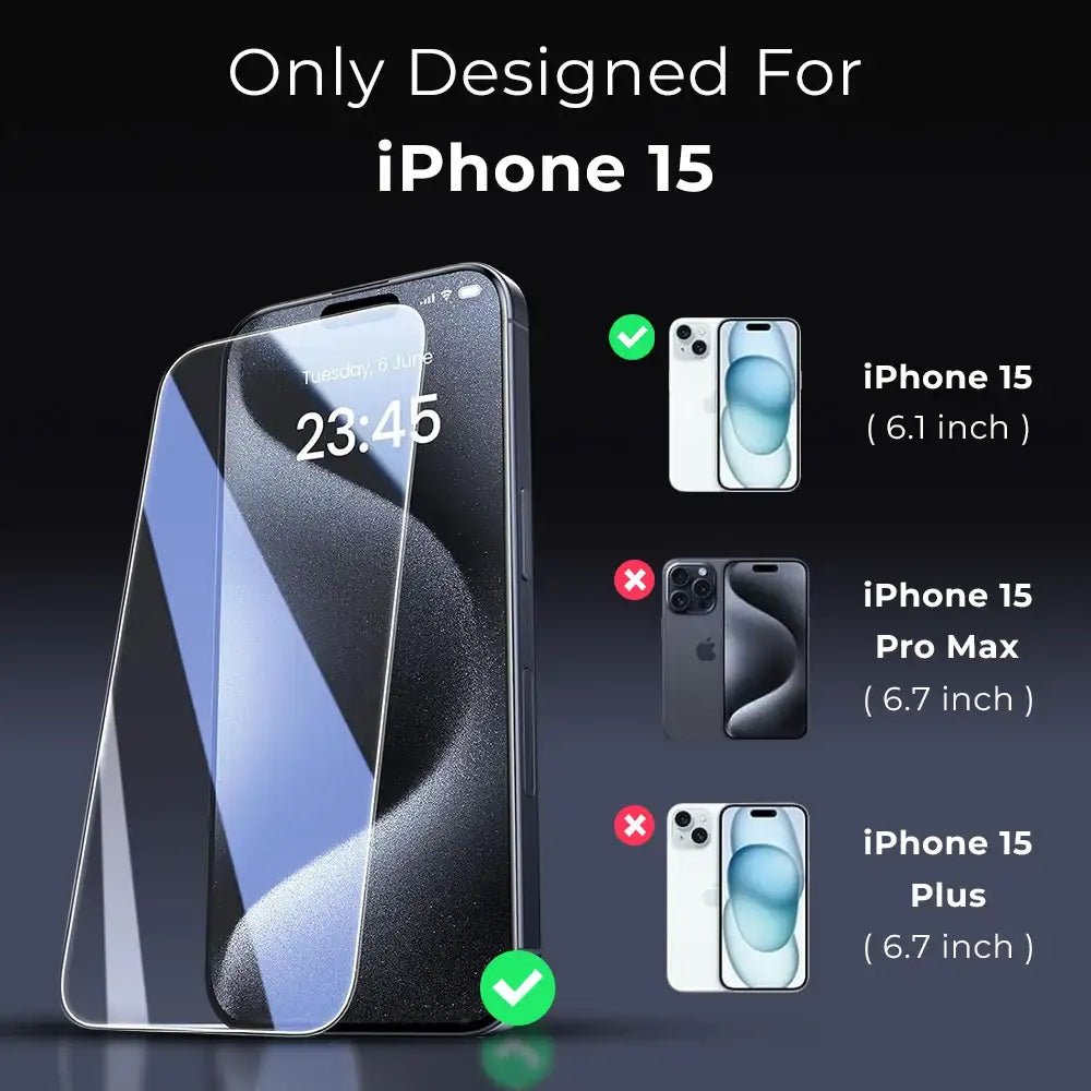 iPhone 15 Premium Clear Screen Protector 9H Tempered Glass - GLASSOLOGY