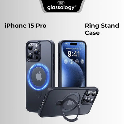 iPhone 15 Pro Max Case 360°Rotatable Phone Case - Black - GLASSOLOGY