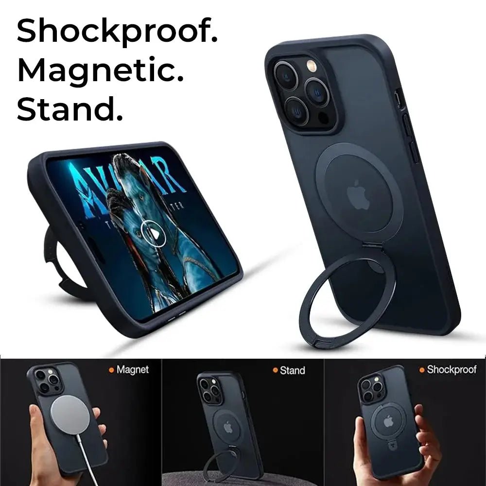 iPhone 15 Pro Max Case 360°Rotatable Phone Case - Black - GLASSOLOGY