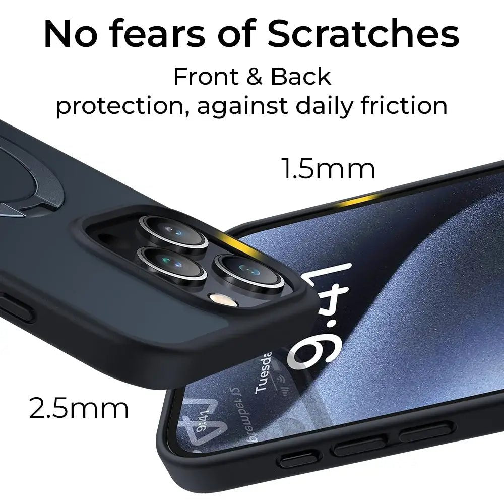 iPhone 15 Pro Max Case 360°Rotatable Phone Case - Black - GLASSOLOGY