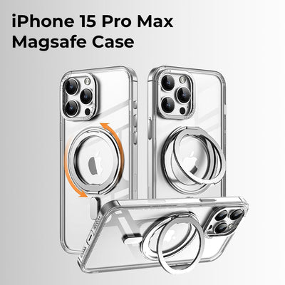 iPhone 15Pro Max Clear 360° Rotate Ring Stand Magsafe Case - GLASSOLOGY