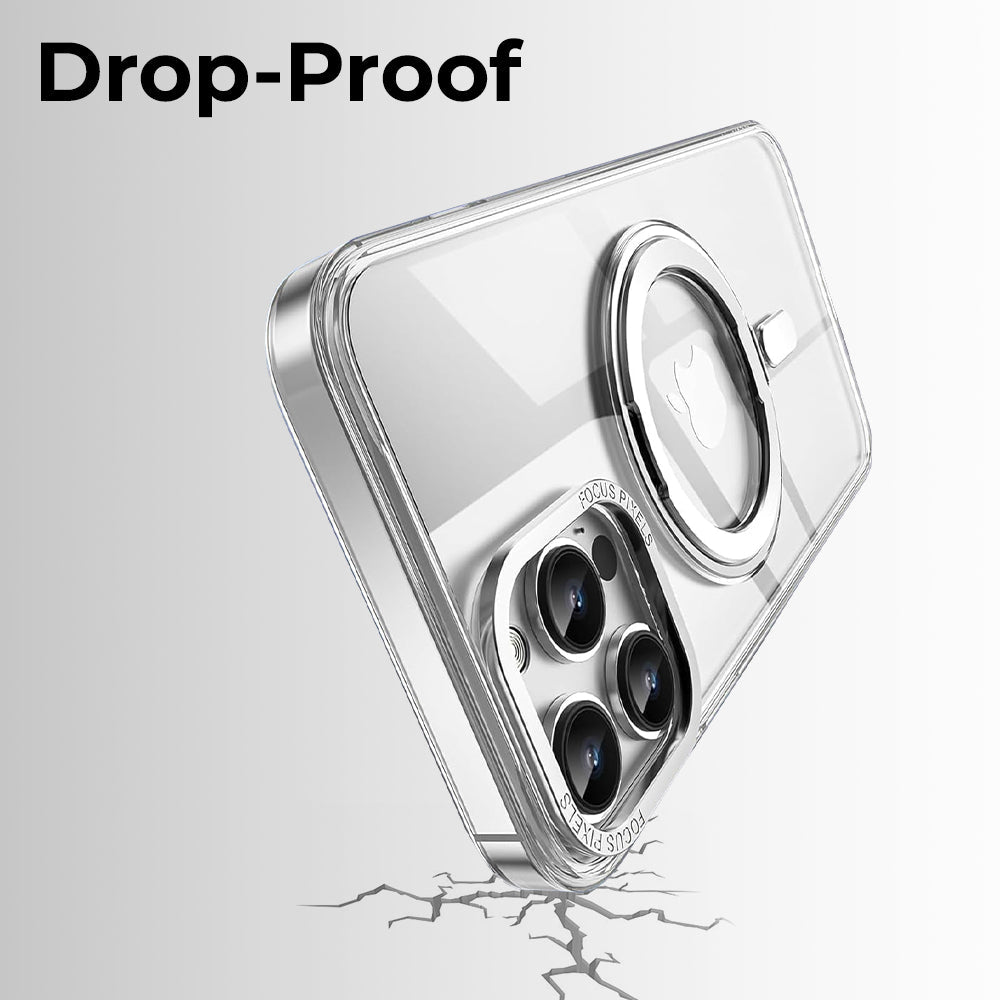 iPhone 15Pro Max Clear 360° Rotate Ring Stand Magsafe Case - GLASSOLOGY