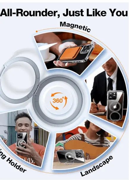 iPhone 15Pro Max Clear 360° Rotate Ring Stand Magsafe Case - GLASSOLOGY
