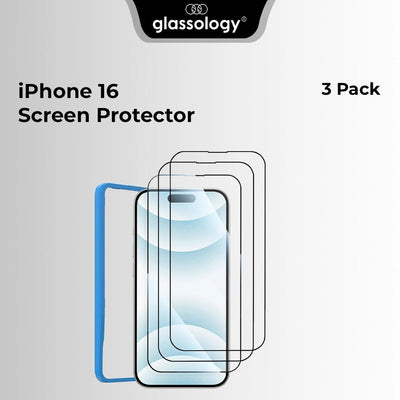 iPhone 16 3Pack Tempered Glass with Installer Frame - GLASSOLOGY