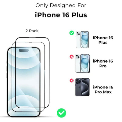 iPhone 16 plus 2Pack 9H Tempered Glass Screen Protector - GLASSOLOGY