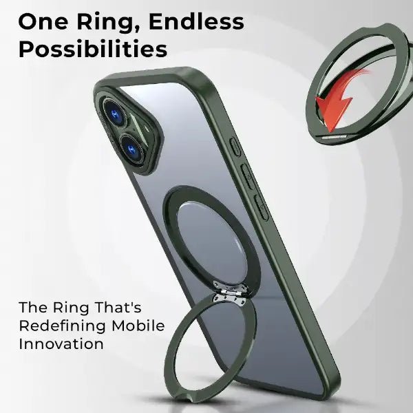 iPhone 16 Plus 360° Rotate Ring Stand MagSafe Case(Black) - GLASSOLOGY