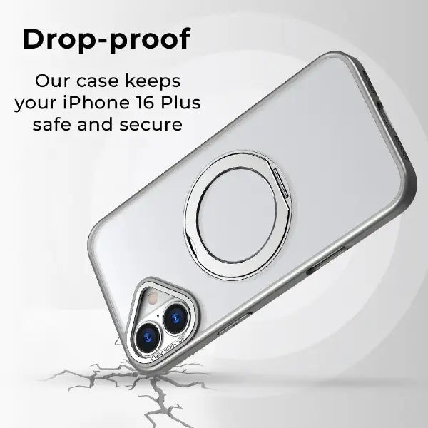 iPhone 16 Plus 360Â° Ring Stand MagSafe Case (Grey) - GLASSOLOGY