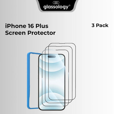 iPhone 16 Plus 3Pack Tempered Glass with Installer Frame - GLASSOLOGY