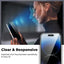 Person using a smartphone with a clear screen protector, text 'Clear & Responsive' on a dark background.