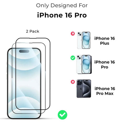 iPhone 16 Pro 2Pack 9H Tempered Glass Screen Protector - GLASSOLOGY