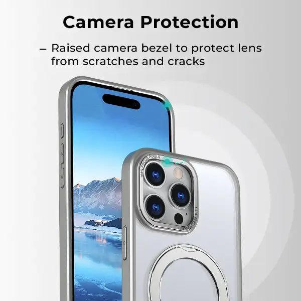 iPhone 16 Pro 360° Rotate Ring Stand MagSafe Case (Grey) - GLASSOLOGY