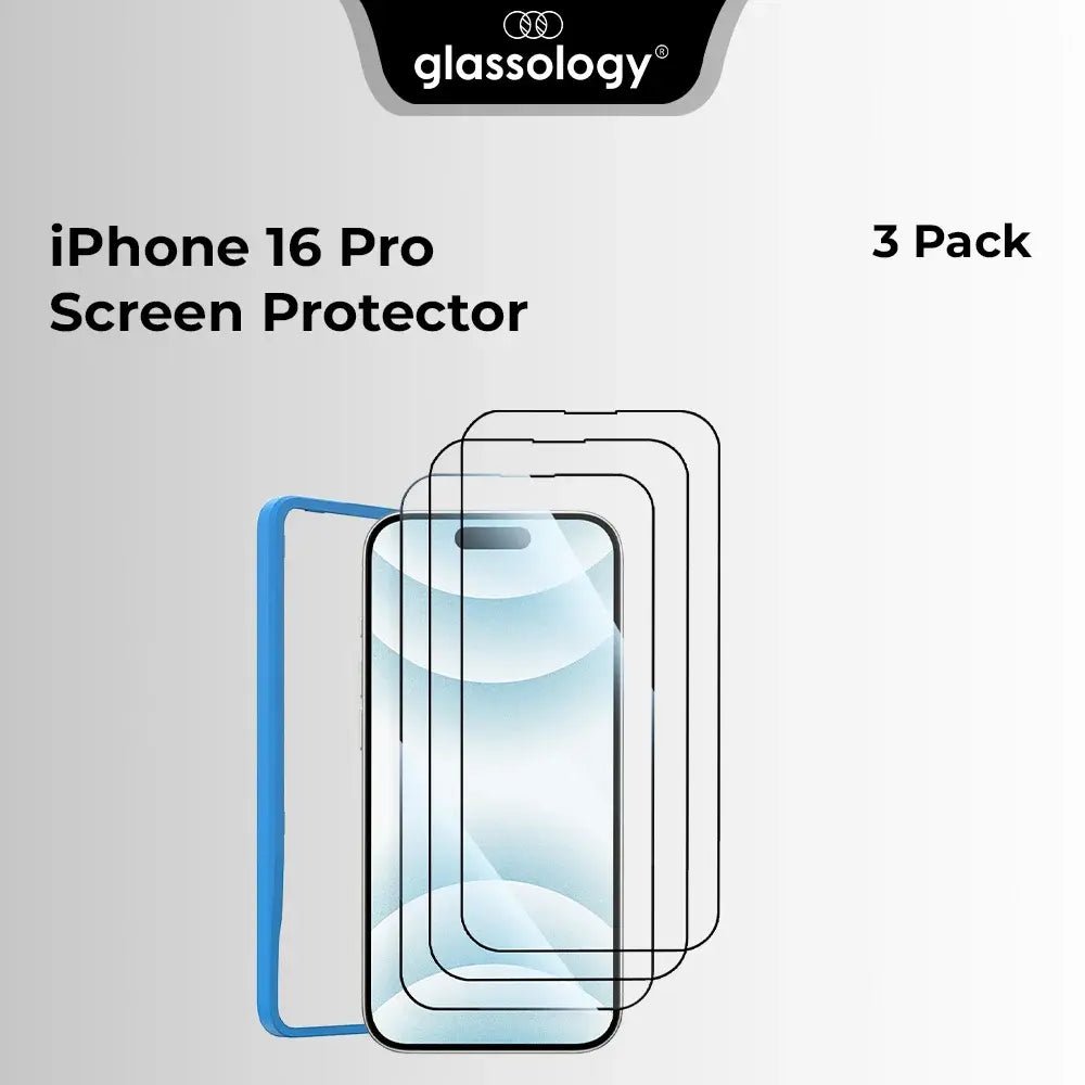 iPhone 16 Pro 3Pack Tempered Glass with Installer Frame - GLASSOLOGY