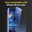 Smartphone with a screen protector labeled 'Only Compatible with iPhone 16 Pro Max' on a dark background