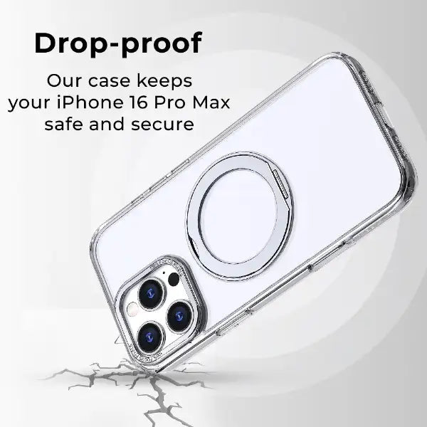 iPhone 16 Pro Max MagSafe Case with 360° Ring Stand (Clear) - GLASSOLOGY