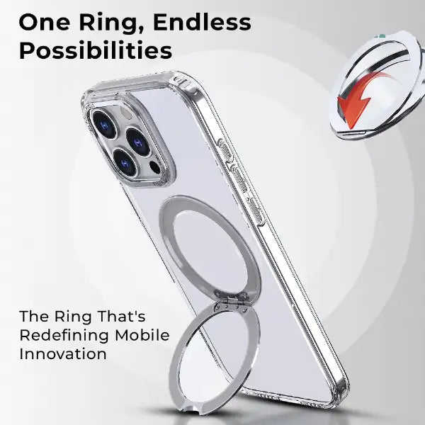 iPhone 16 Pro Max MagSafe Case with 360° Ring Stand (Clear) - GLASSOLOGY