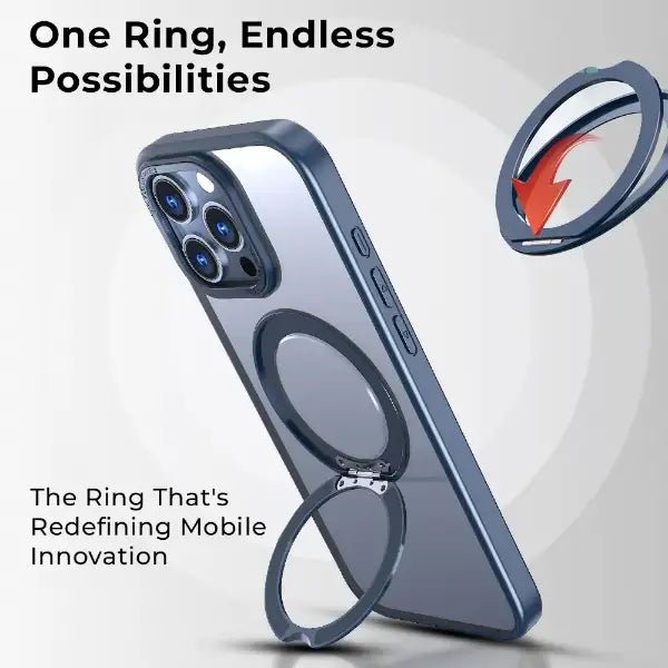 iPhone 16 Pro Max MagSafe Case with 360° Rotate Ring Stand (Blue) - GLASSOLOGY