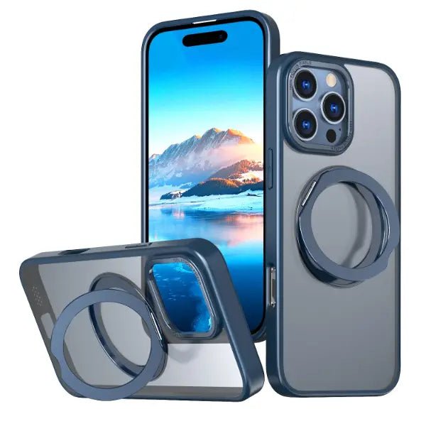 iPhone 16 Pro Max MagSafe Case with 360° Rotate Ring Stand (Blue) - GLASSOLOGY
