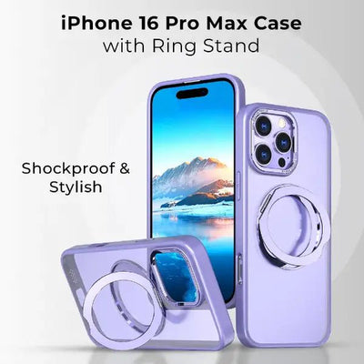 iPhone 16 Pro Max MagSafe Case with 360° Rotate Ring Stand - Purple - GLASSOLOGY