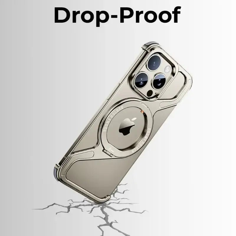 iPhone 16 Pro Max Z-Frame Borderless Case with 360 rotate ring stand - Gold Titanium - GLASSOLOGY
