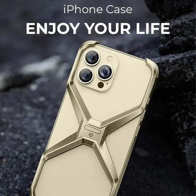 iPhone 16 Pro Max Z-Frame Borderless Case with 360 rotate ring stand - Gold Titanium - GLASSOLOGY