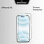 Glassology screen protector for iPhone 16 on a gray background