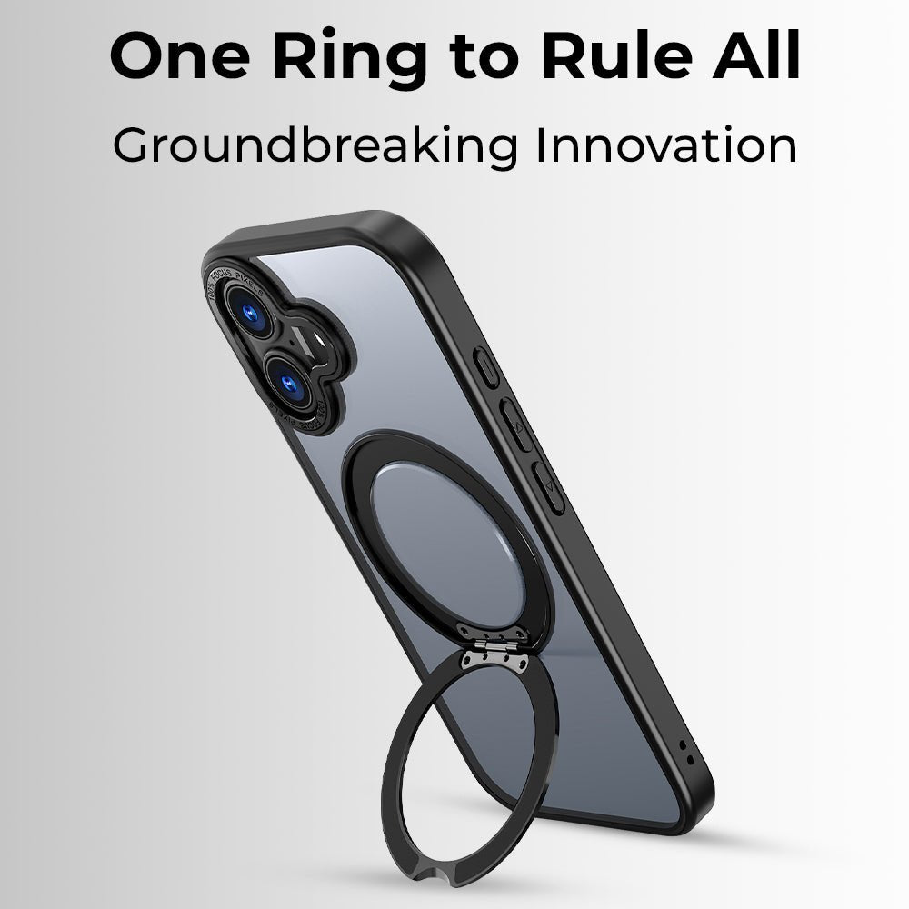 iPhone 17 360° Rotate Ring Stand Magsafe Case (Black) - GLASSOLOGY