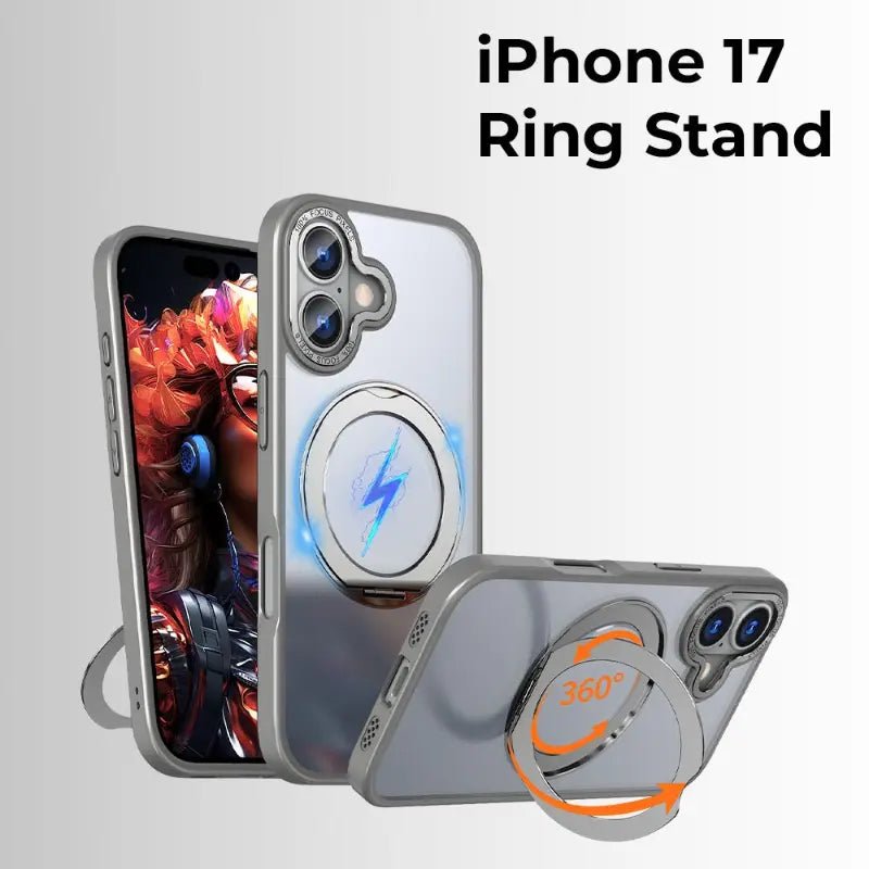 iPhone 17 360° Rotate Ring Stand Magsafe Case (Grey) - GLASSOLOGY