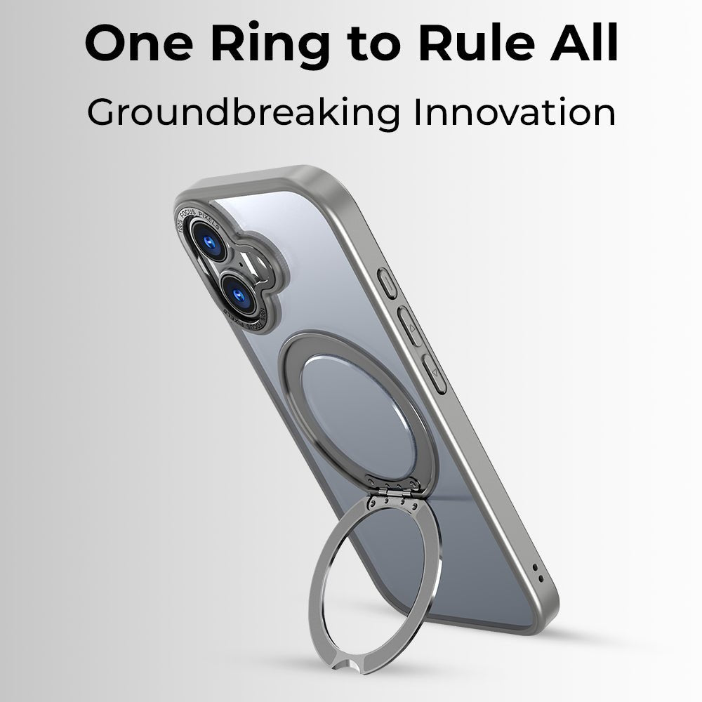 iPhone 17 360° Rotate Ring Stand Magsafe Case (Grey) - GLASSOLOGY