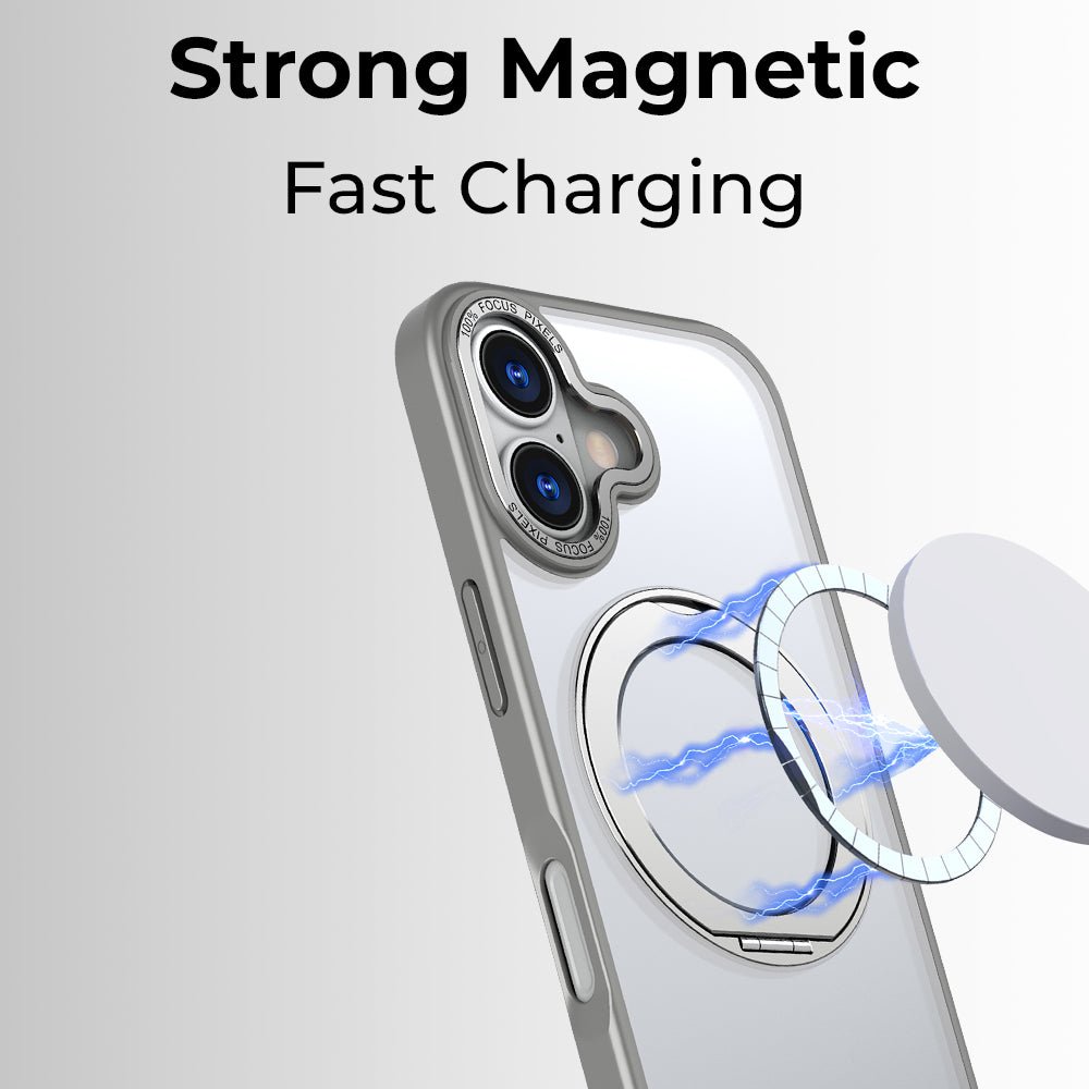 iPhone 17 360° Rotate Ring Stand Magsafe Case (Grey) - GLASSOLOGY