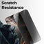 Smartphone with a screen protector highlighting scratch resistance on a gray background