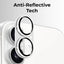 Anti-reflective film on a smartphone camera lens with text 'Anti-Reflective Tech'.
