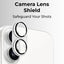 Camera lens shield with text 'Camera Lens Shield Safeguard Your Shots' on a white background