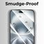 Smartphone with smudge-proof screen protector on a gray background