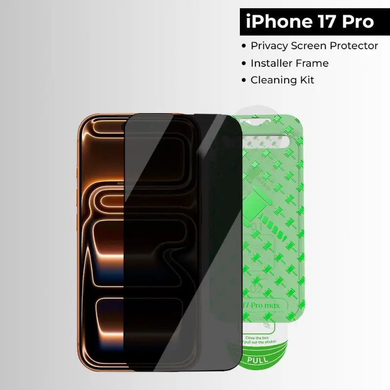 iPhone 17 Pro 9H Privacy Tempered Glass Screen Protector with installer. - GLASSOLOGY